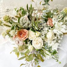 Load image into Gallery viewer, San Francisco wedding bouquet for bride, featuring garden rose, cappucino rose, scabiosa, peony - Bridal Bouquet