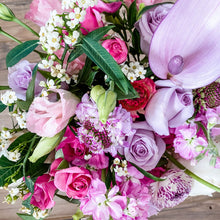 Load image into Gallery viewer, bridal bouquet in pinks and purples - Designer's Selection, Vase Arrangement