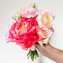 Load image into Gallery viewer, bright pink bridesmaid bouquet by san francisco floral designer flower lab design features ranunculus, peony, rose - Bridesmaid Bouquet