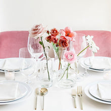 Load image into Gallery viewer, bud vases arrangements for a wedding reception guest table designed to feature roses, tulip, and rancunculus - Glass Bud Vase Arrangements