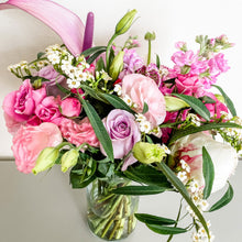 Load image into Gallery viewer, vase arrangement for birthday featuring rose, lisianthus, peony - Designer's Selection, Vase Arrangement