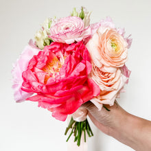 Load image into Gallery viewer, bright pink bridesmaid bouquet by san francisco floral designer flower lab design features ranunculus, peony, rose - Bridesmaid Bouquet
