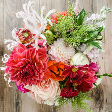 Load image into Gallery viewer, designer&#39;s selection vase flower bouquet featuring quicksand rose, dahlia, tulip, lily, cosmo - Designer&#39;s Selection, Vase Arrangement
