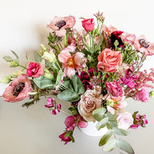 Load image into Gallery viewer, stunning wedding elopement centerpiece featuring anemone, rose, and lisianthus - Designer&#39;s Selection, Vase Arrangement
